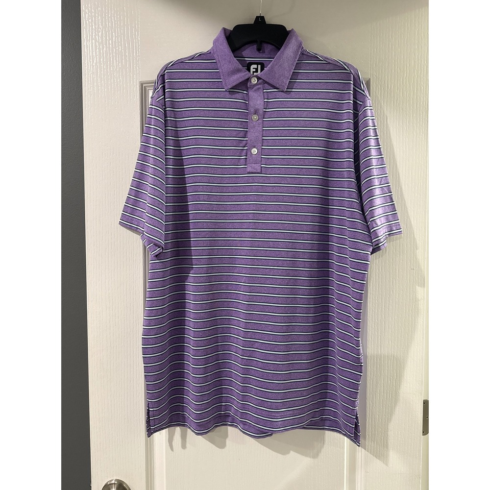 FootJoy Mens Purple Striped ProDry Performance Golf Polo Shirt Size Large FJ
